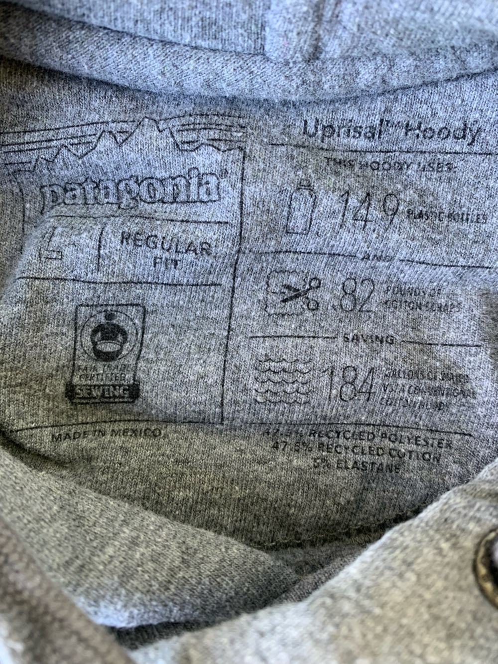 Patagonia Gray Hoodie Men's P-6 Logo Uprisal Hoody Size Large - Picture 7 of 9